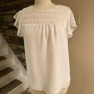 Calvin Klein Women's Smocked Yoke Flutter Sleeve Top